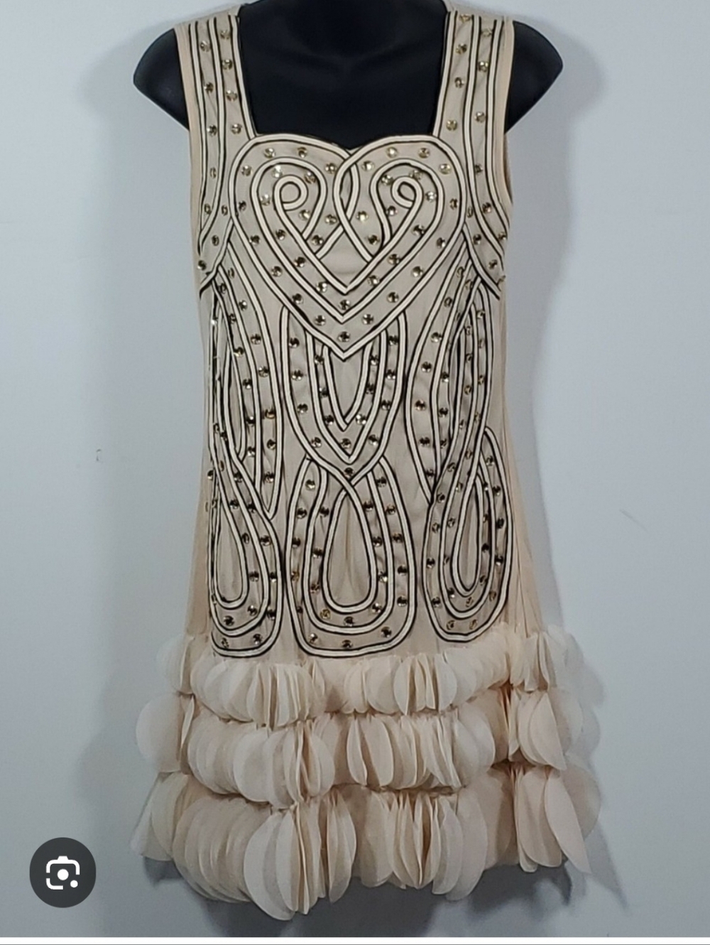 Ana Kaci Peach/cream Beaded Sleeveless Cocktail Dress. No size label. NWT